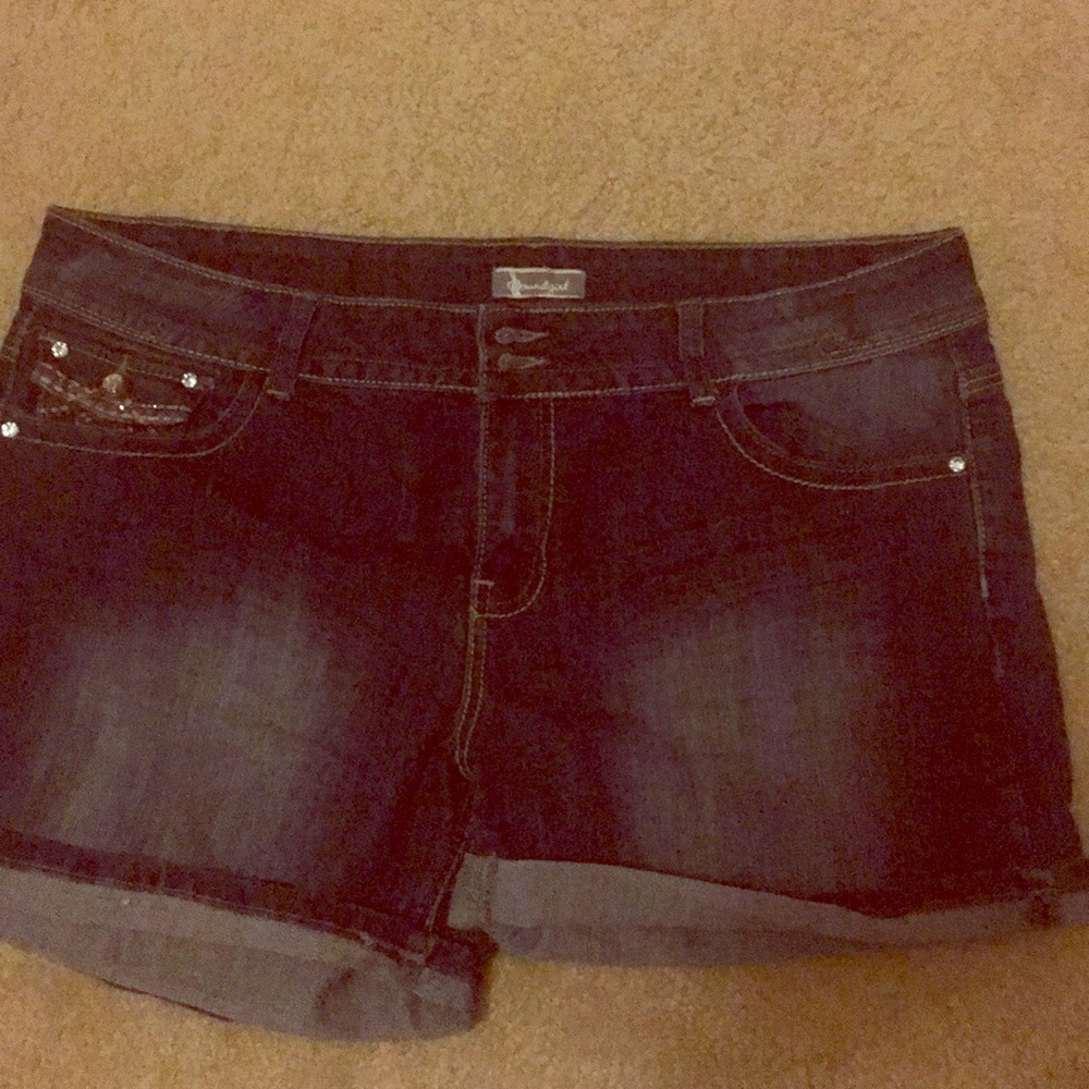 Cuffed Bedazzled Jean Shorts